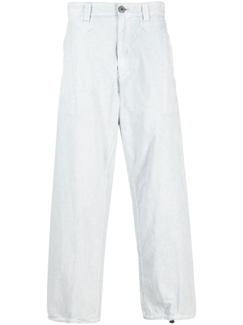 Blue Straight-leg Cotton Trousers