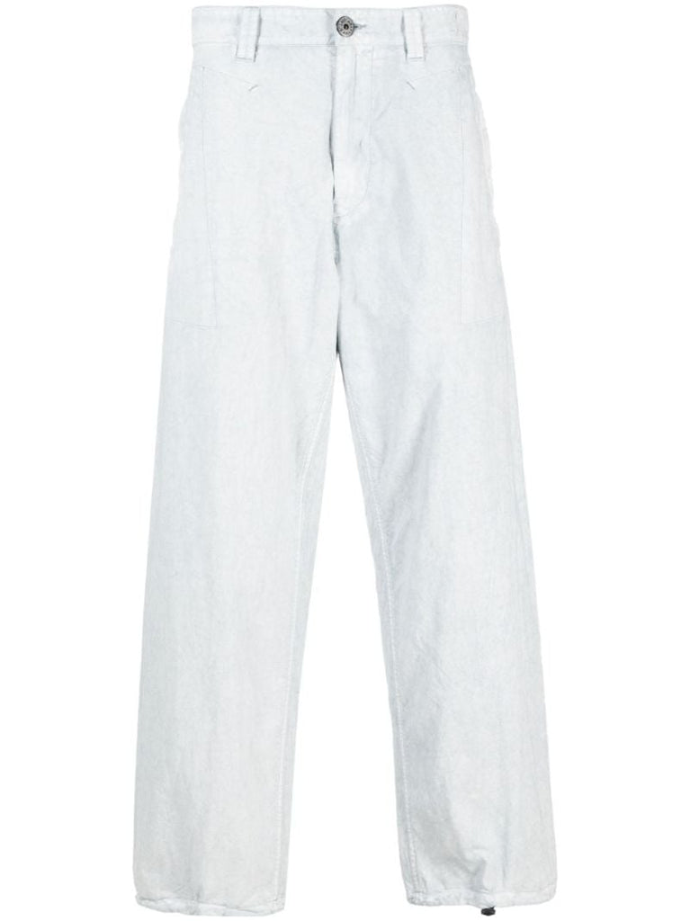 Blue Straight-leg Cotton Trousers