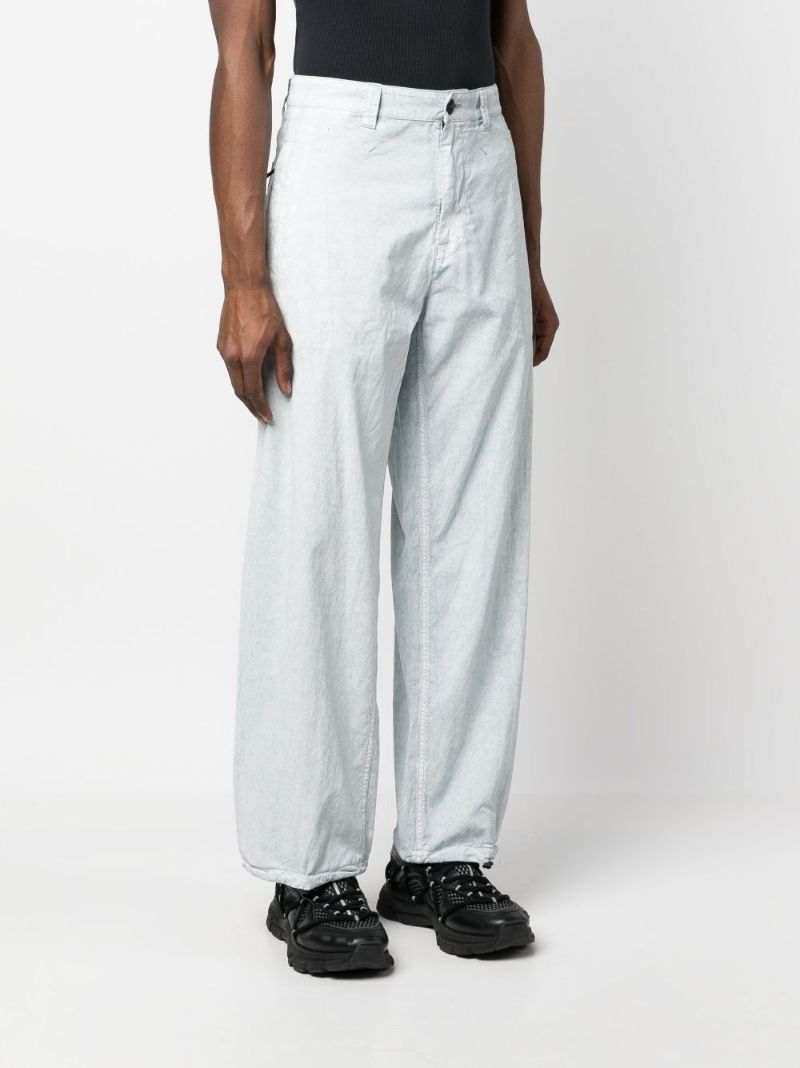 Blue Straight-leg Cotton Trousers