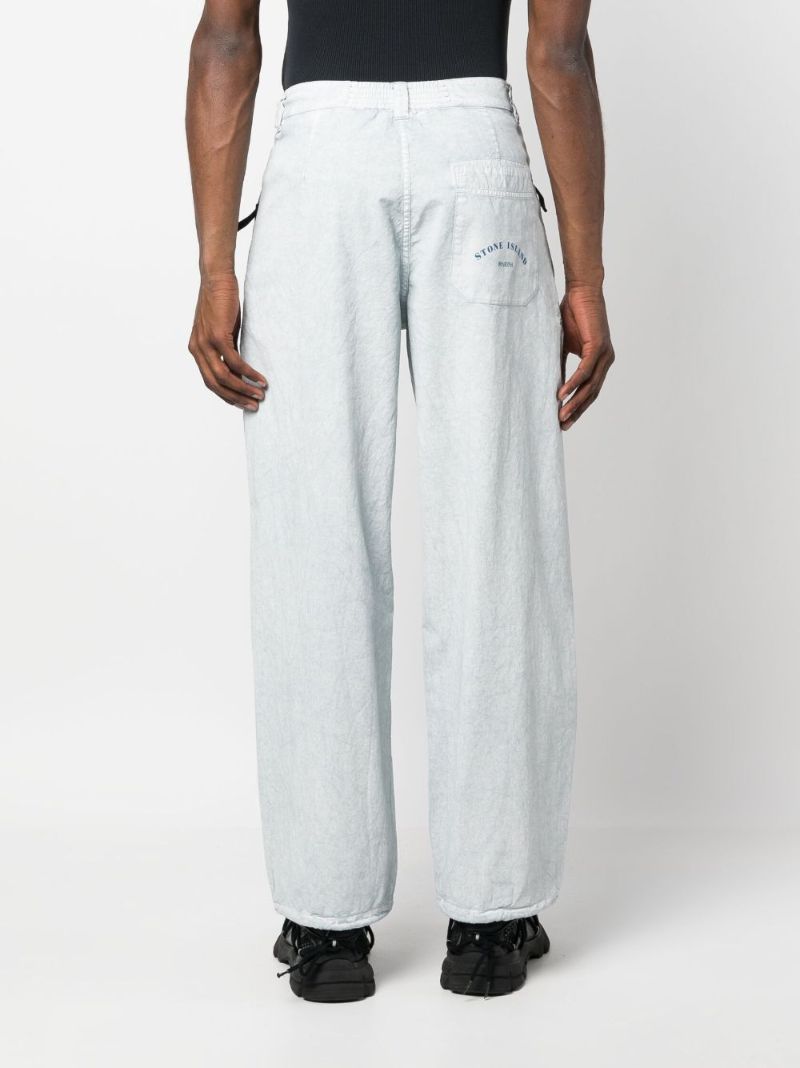 Blue Straight-leg Cotton Trousers