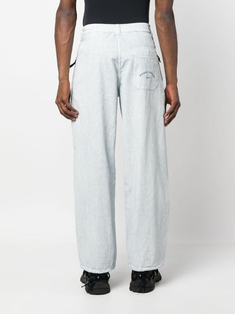 Blue Straight-leg Cotton Trousers