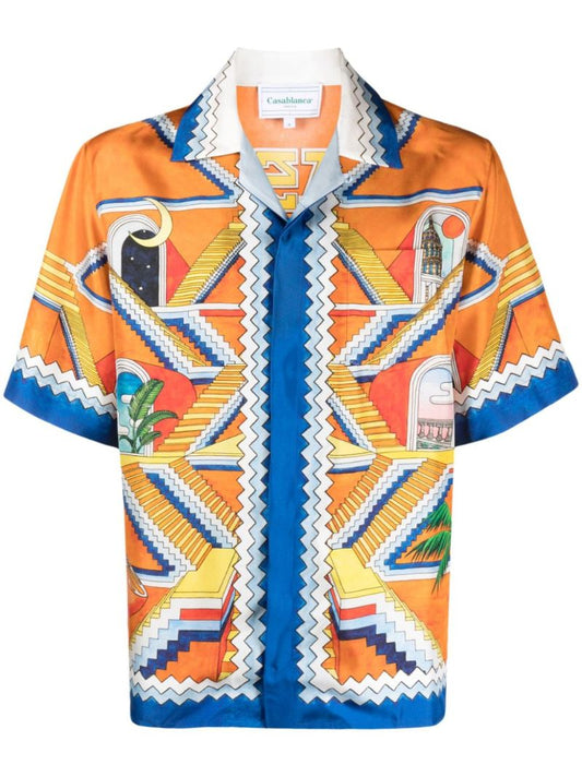 Blue Escalier Infini Silk Shirt