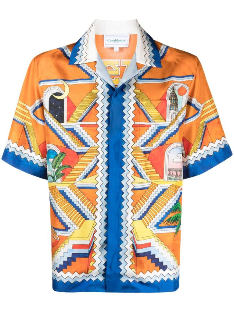 Blue Escalier Infini Silk Shirt