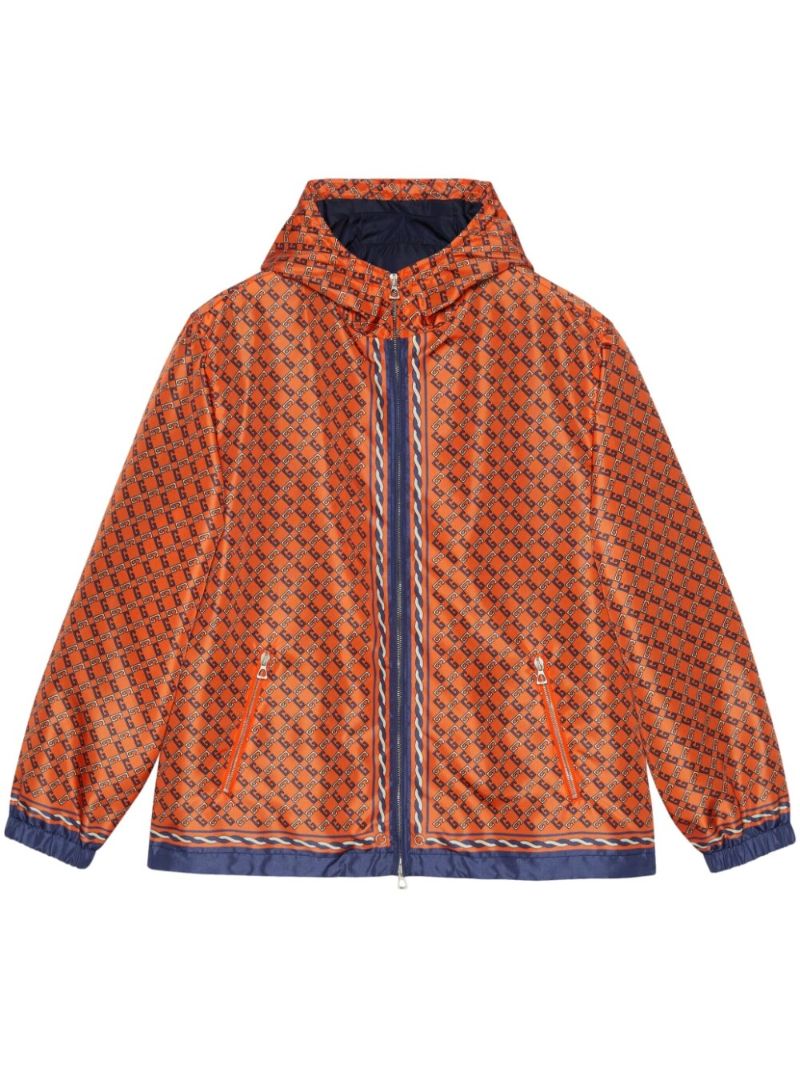 Orange Logo Print Windbreaker