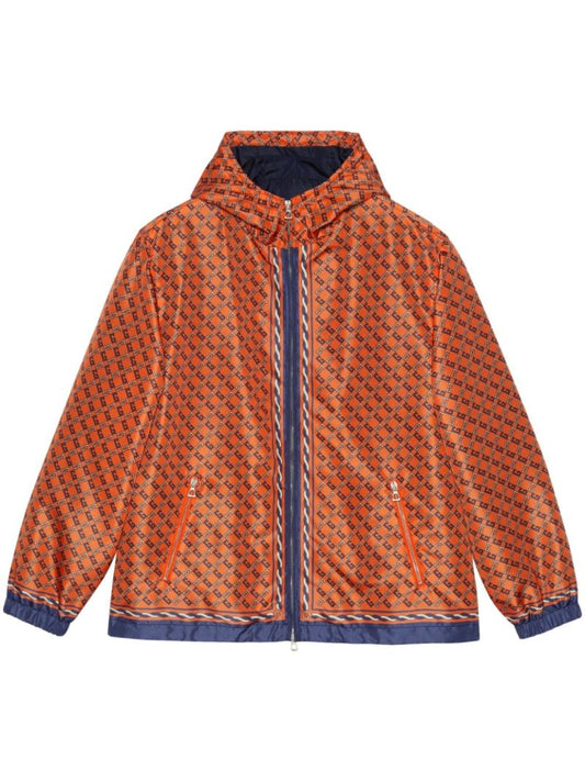 Orange Logo Print Windbreaker