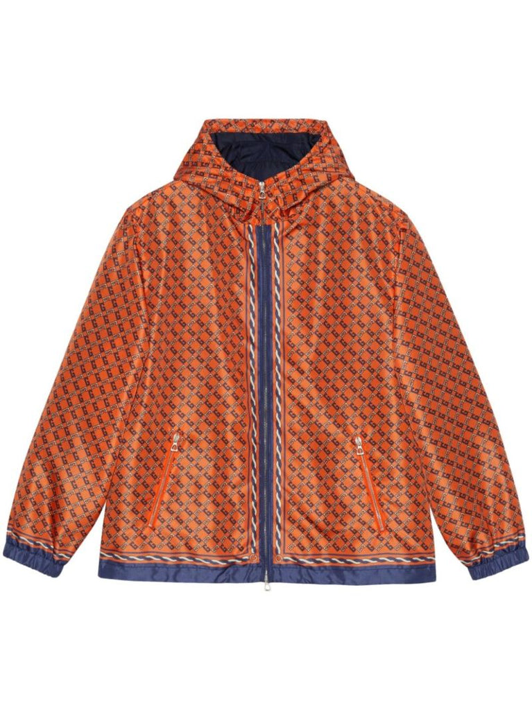 Orange Logo Print Windbreaker