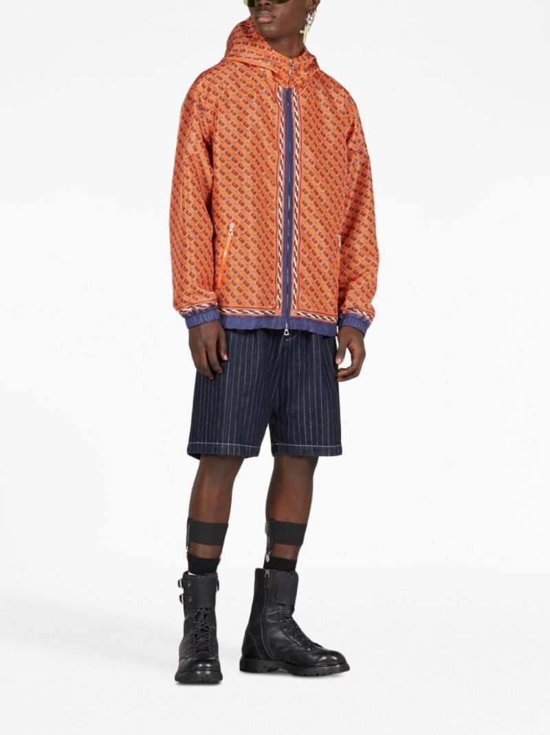 Orange Logo Print Windbreaker