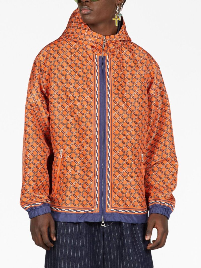 Orange Logo Print Windbreaker
