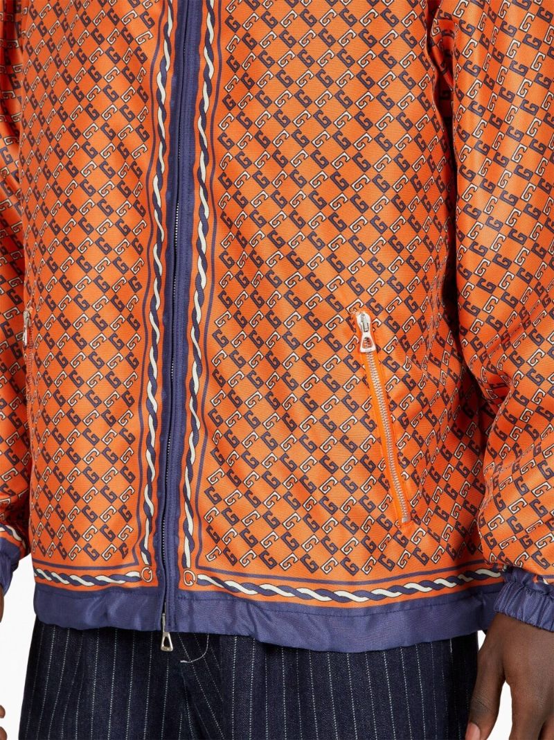 Orange Logo Print Windbreaker