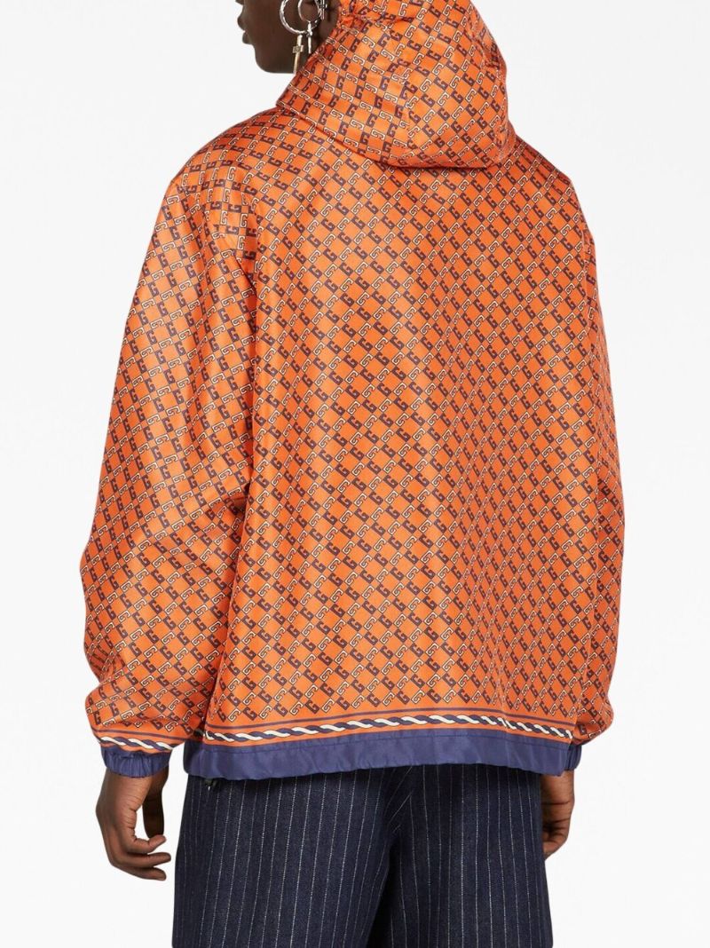 Orange Logo Print Windbreaker