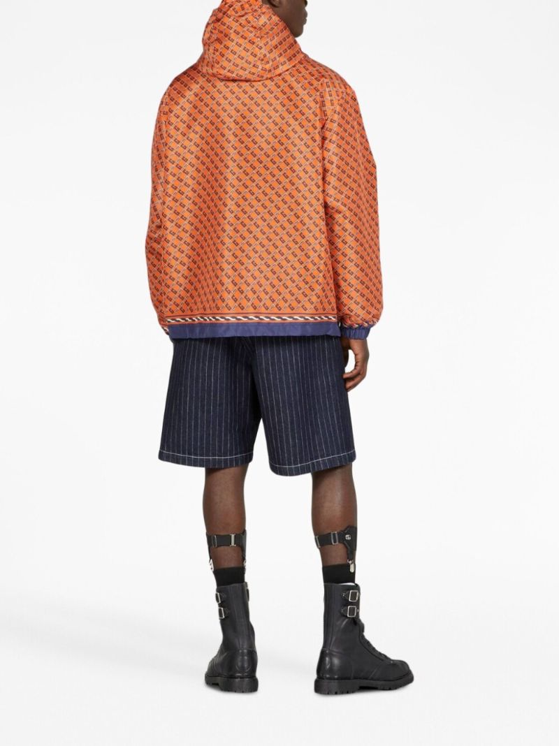 Orange Logo Print Windbreaker