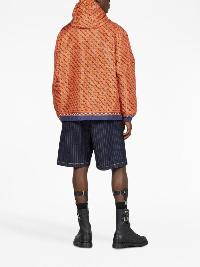 Orange Logo Print Windbreaker