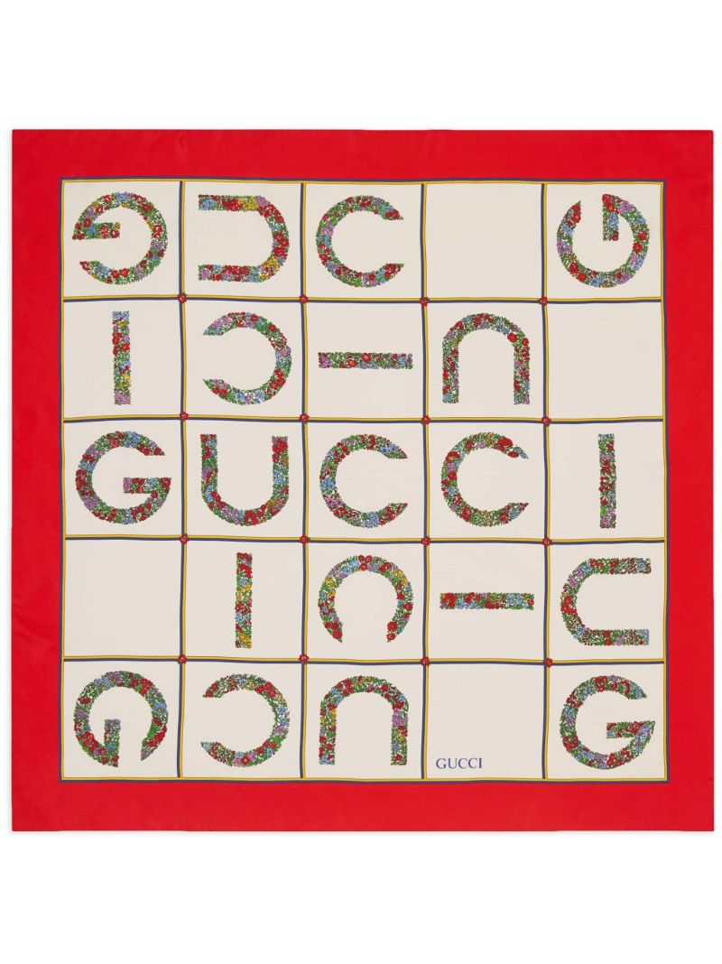 White Logo Silk Square