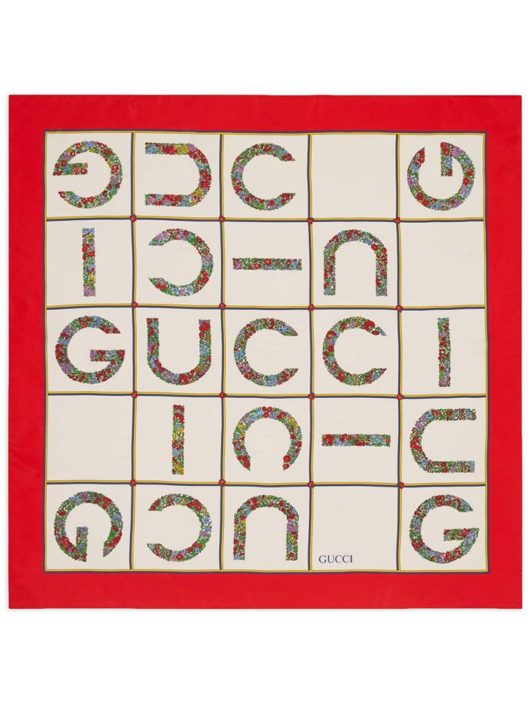 White Logo Silk Square