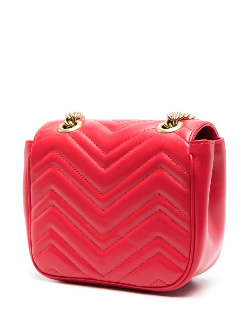 Red Gg Marmont Mini Leather Shoulder Bag
