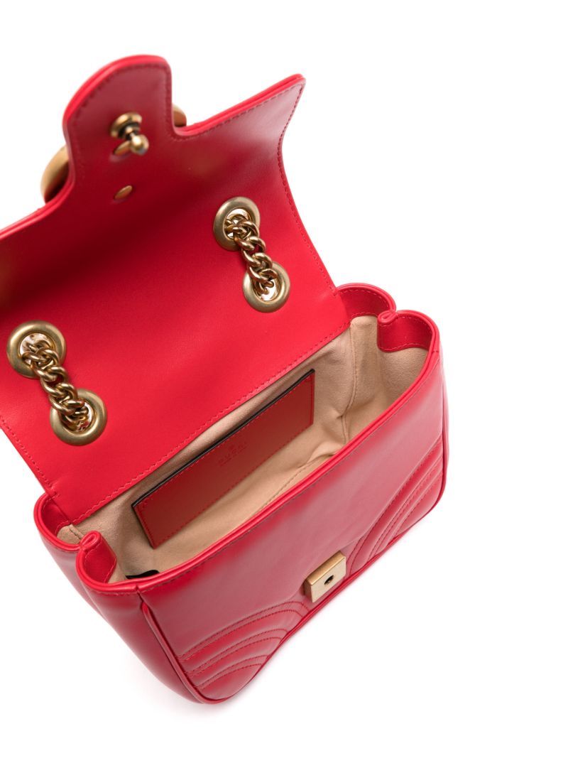 Red Gg Marmont Mini Leather Shoulder Bag
