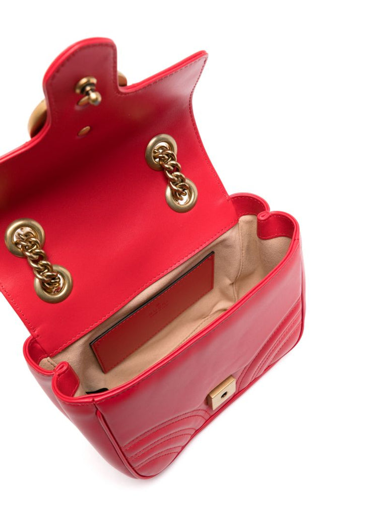 Red Gg Marmont Mini Leather Shoulder Bag
