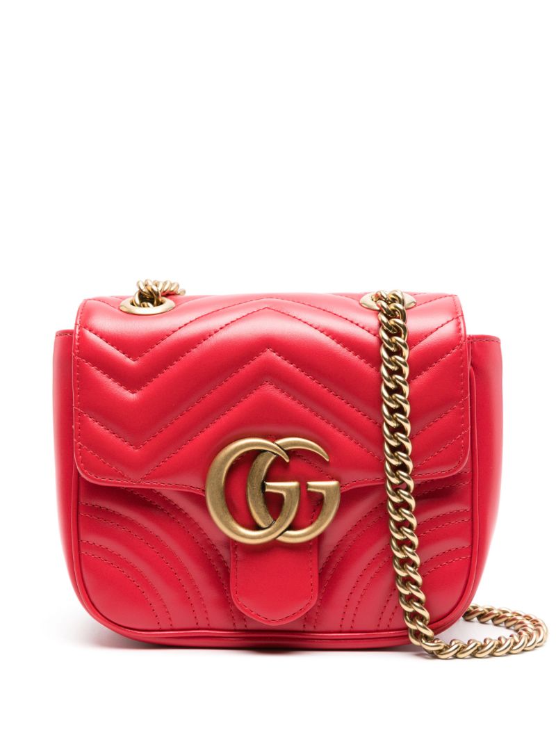 Red Gg Marmont Mini Leather Shoulder Bag