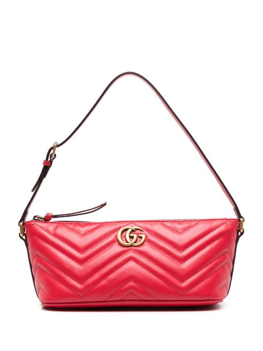 Red Gg Marmont Small Leather Shoulder Bag