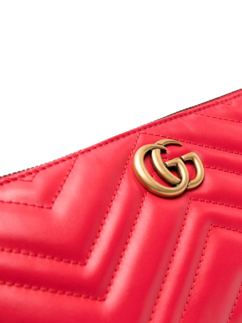 Red Gg Marmont Small Leather Shoulder Bag
