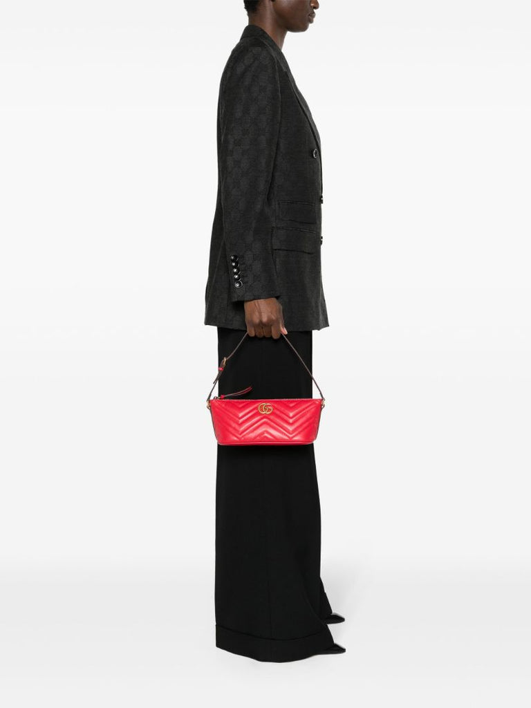 Red Gg Marmont Small Leather Shoulder Bag