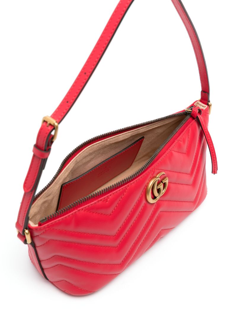 Red Gg Marmont Small Leather Shoulder Bag