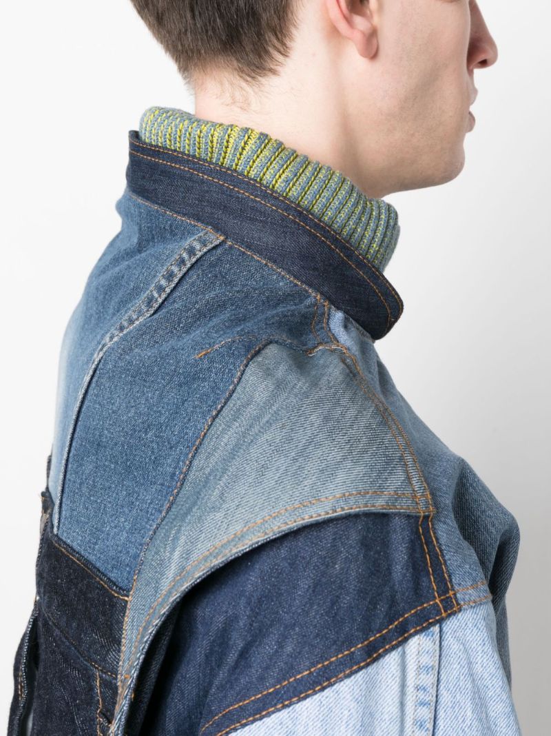 Blue Patchwork Denim Jacket
