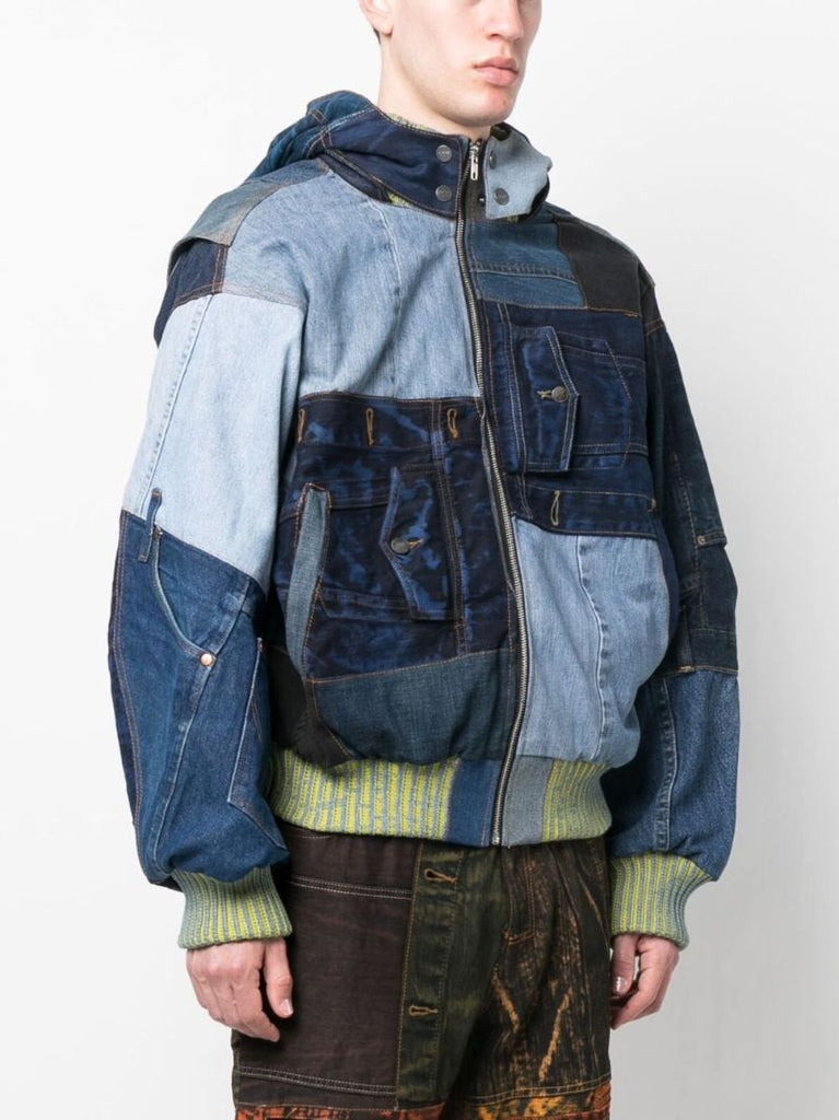 Blue Patchwork Denim Jacket