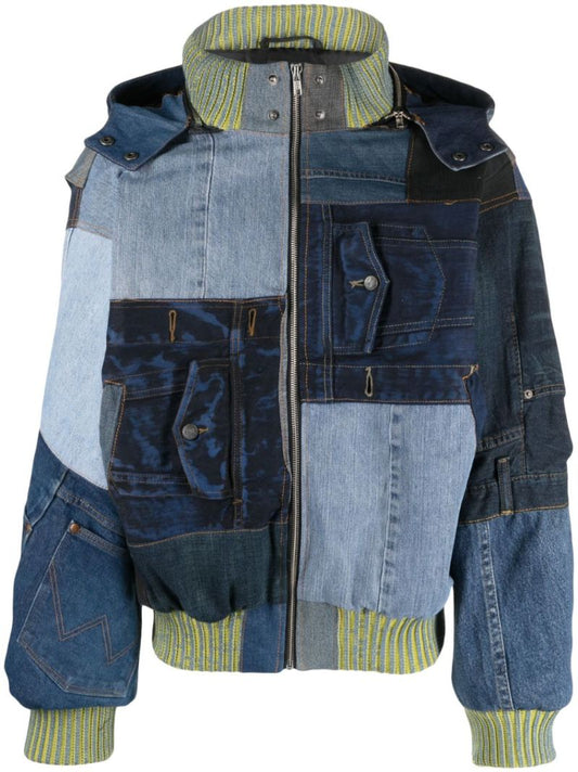 Blue Patchwork Denim Jacket