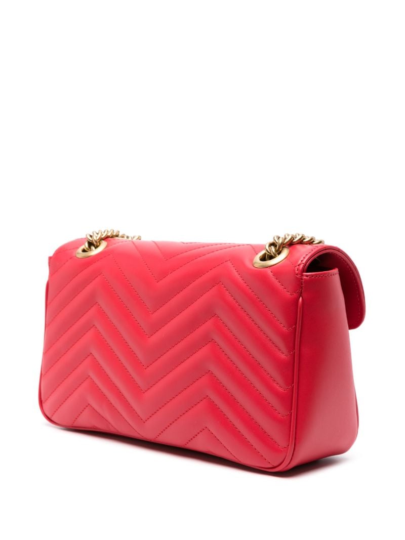 Red Gg Marmont Small Leather Shoulder Bag