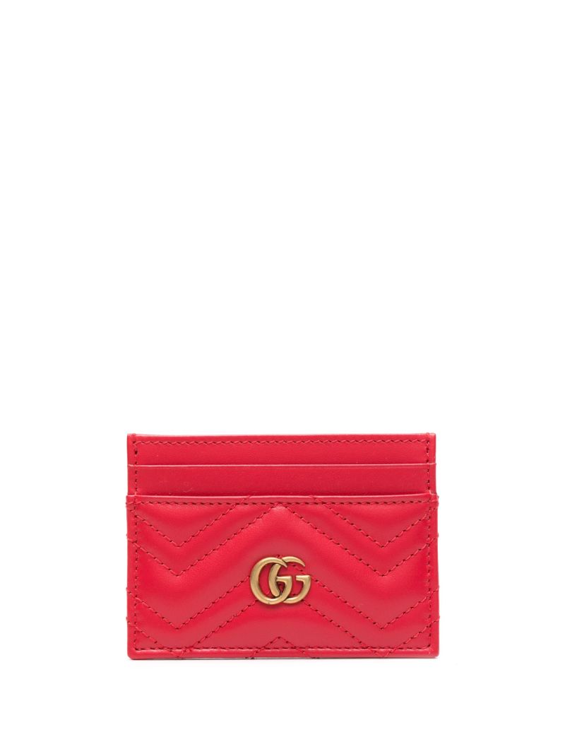 Red Gg Marmont Leather Card Holder