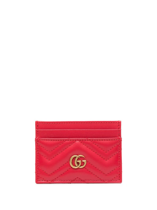 Red Gg Marmont Leather Card Holder