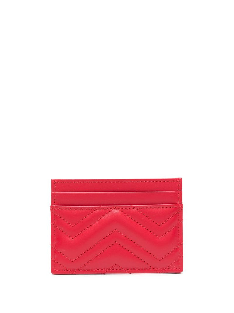 Red Gg Marmont Leather Card Holder