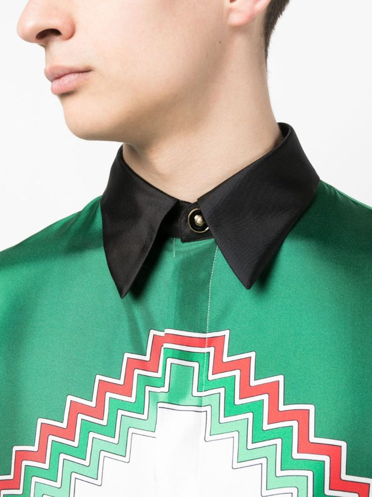 White Futuro Optimisto-print Silk Shirt
