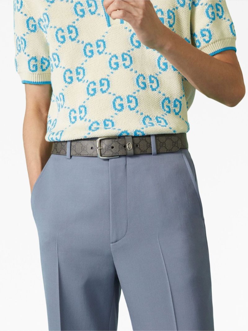 Grey Interlocking G Canvas Belt