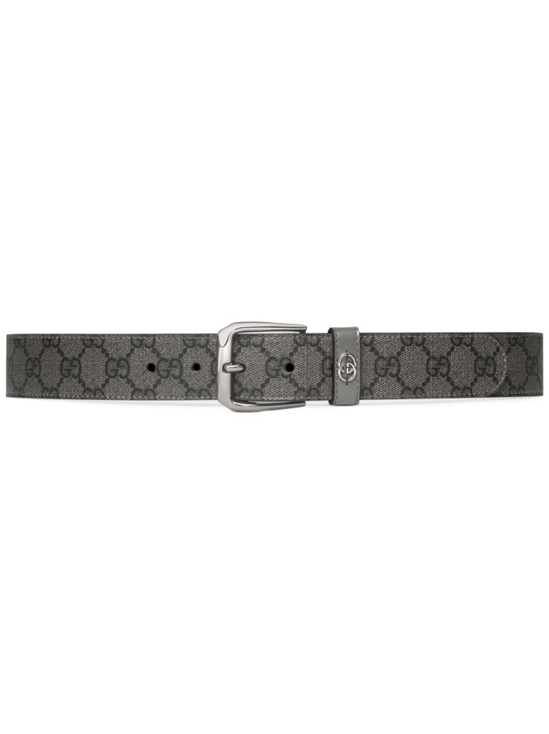 Grey Interlocking G Canvas Belt