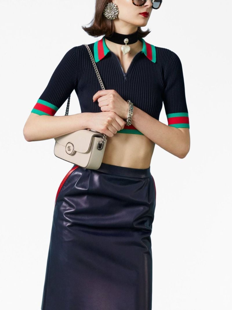 White Petite Gg Mini Top Handle Bag