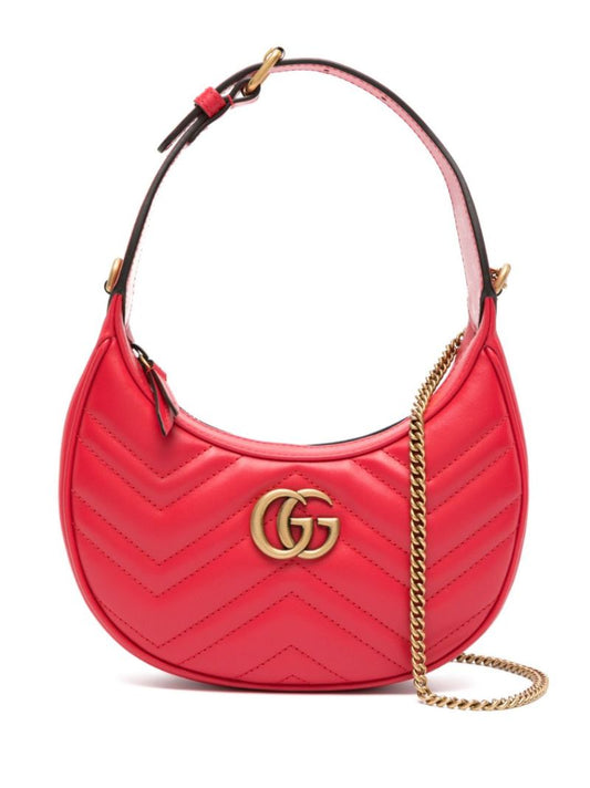 Red Gg Marmont Super Mini Leather Shoulder Bag