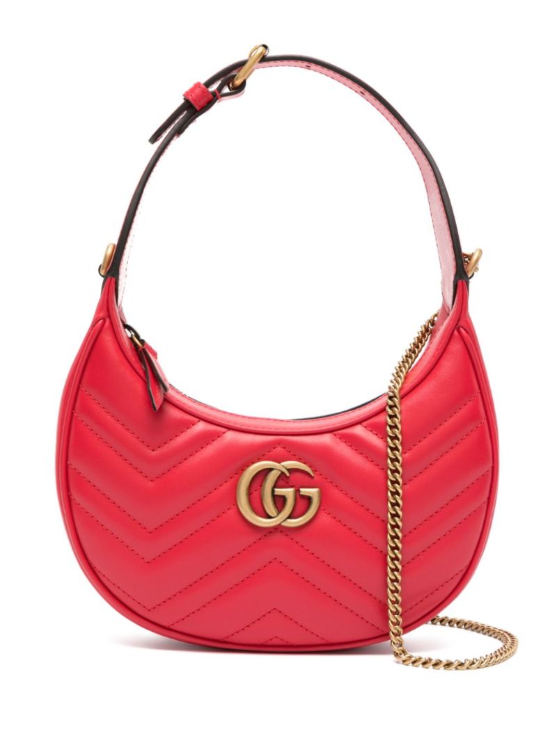 Red Gg Marmont Super Mini Leather Shoulder Bag