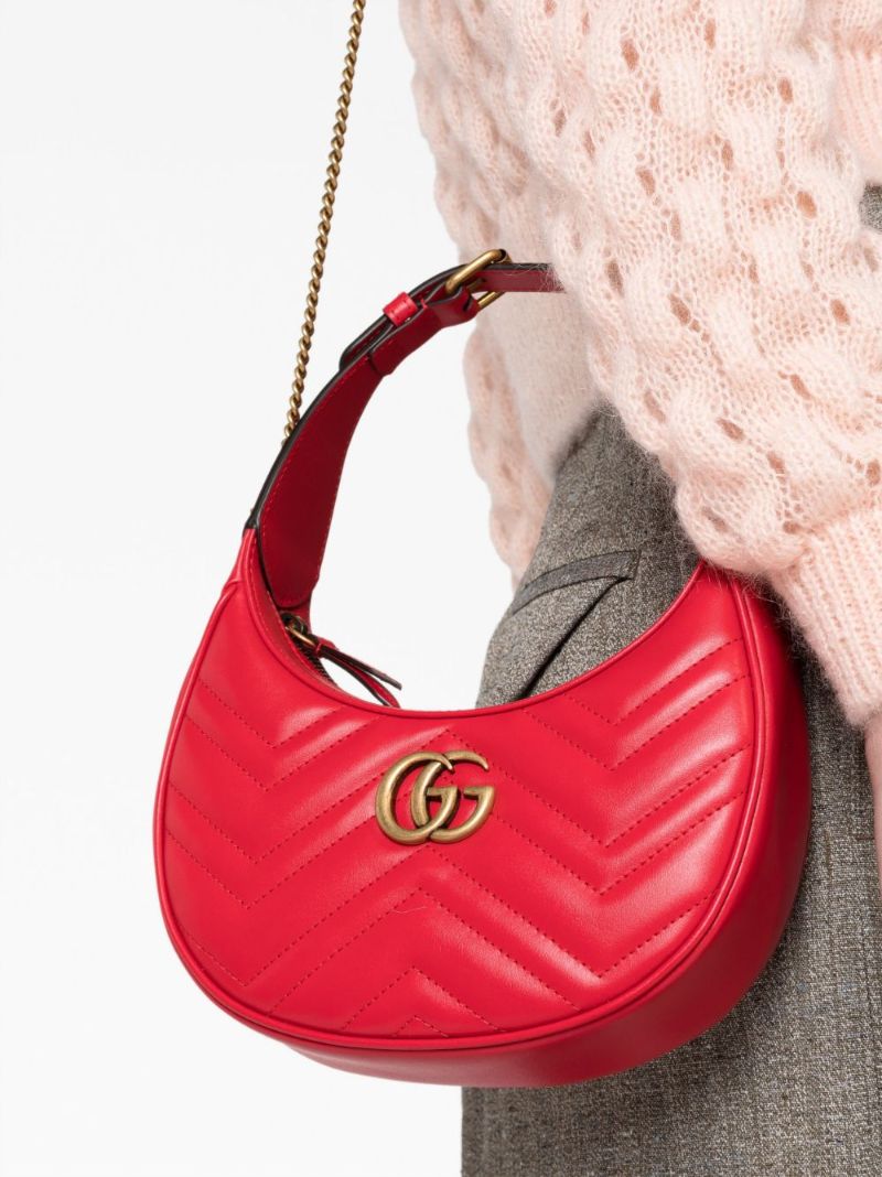 Red Gg Marmont Super Mini Leather Shoulder Bag