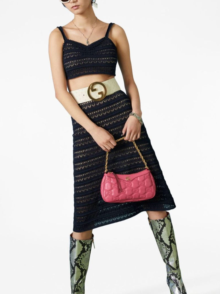 Pink Gg MatelassÃ_x0083_Â© Leather Shoulder Bag