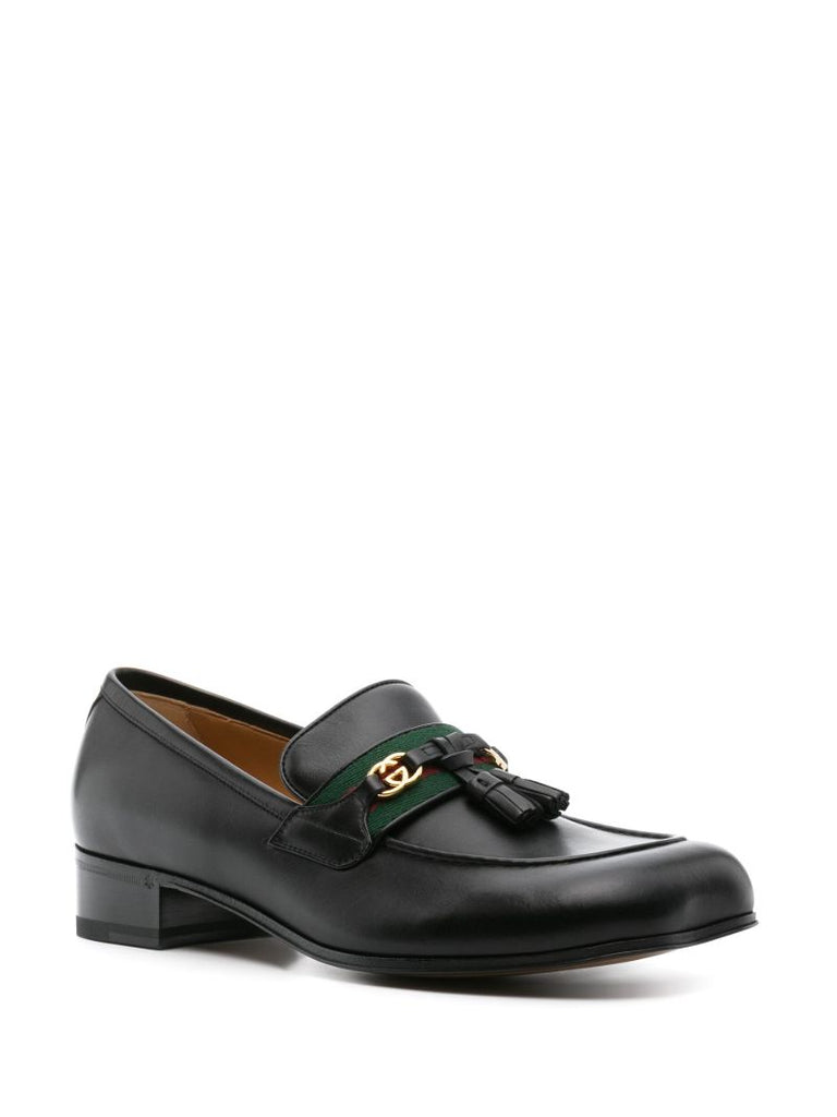 Black Web Interlocking G Loafers