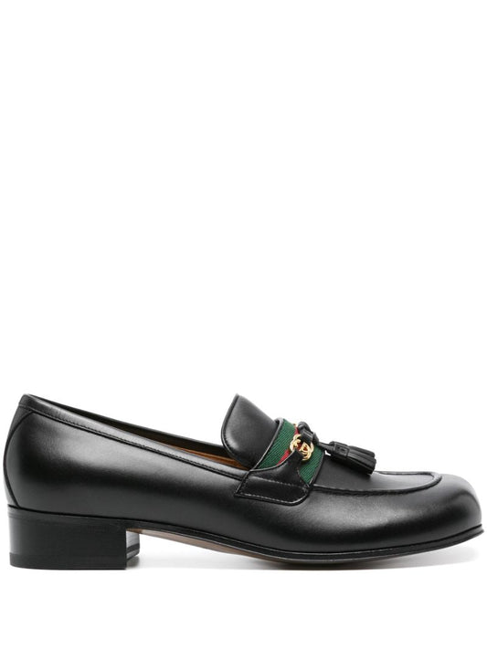 Black Web Interlocking G Loafers