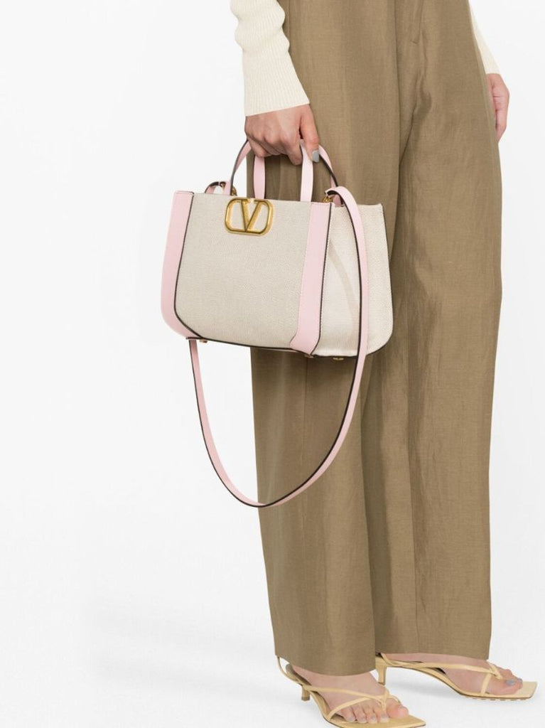 Pink Small Vlogo Signature Tote Bag