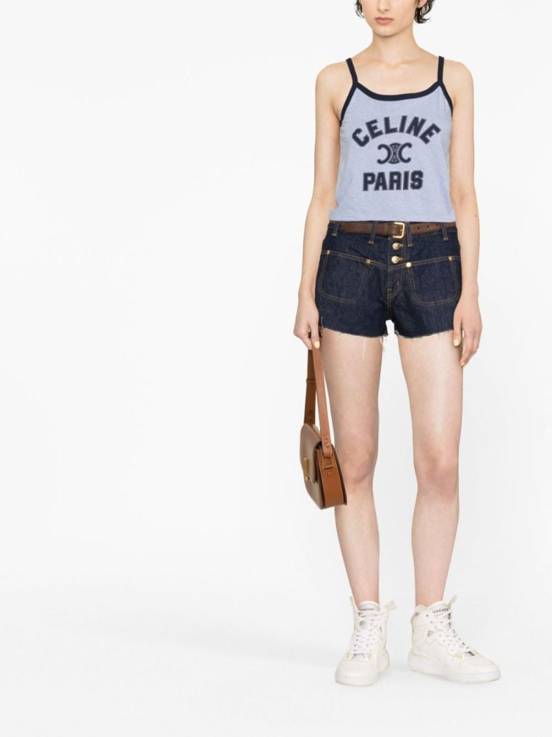 Blue Logo Print Vest Top