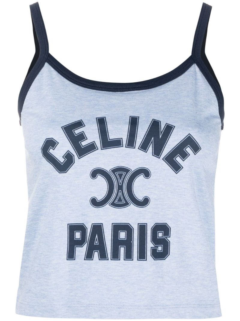 Blue Logo Print Vest Top