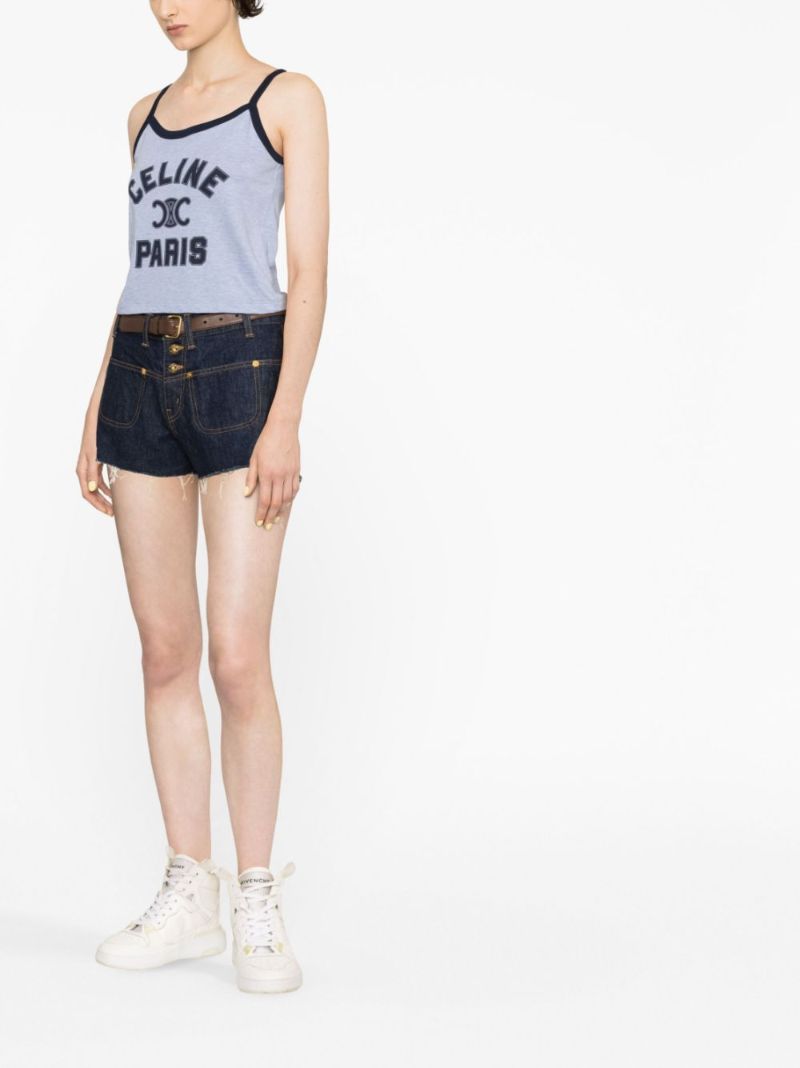 Blue Logo Print Vest Top