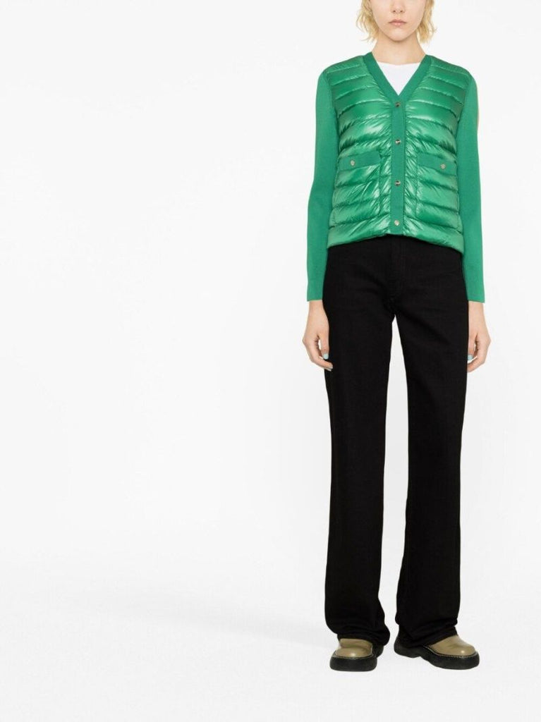 Green Down Filled Cotton Cardigan
