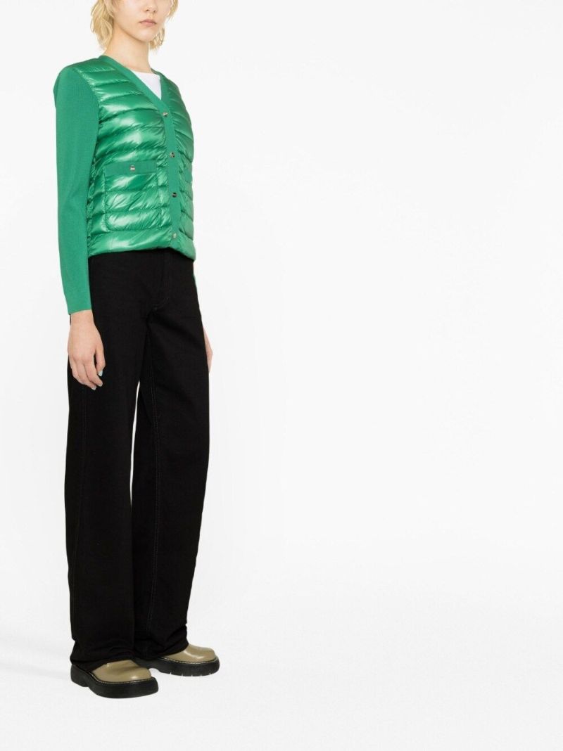 Green Down Filled Cotton Cardigan