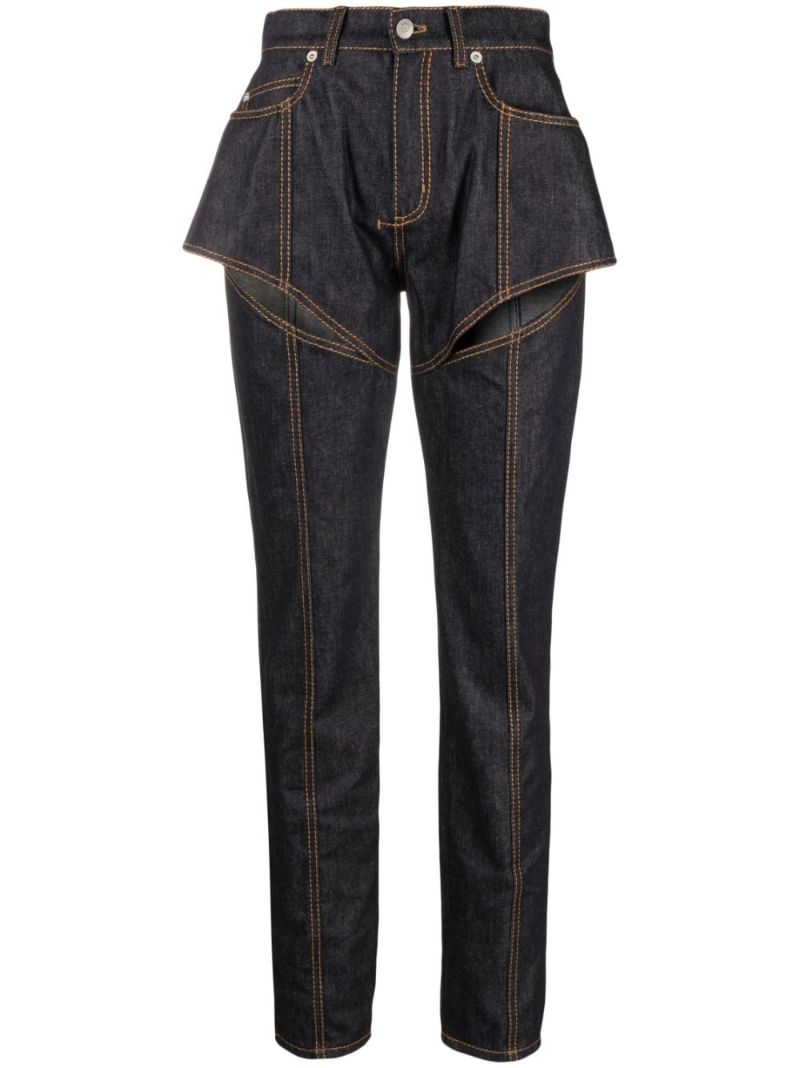 Blue Slashed Tapered Jeans